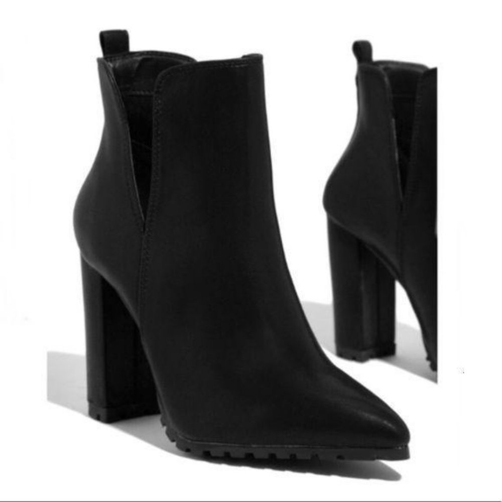 Black Lug Sole Ankle Booties - Picture 5 of 8